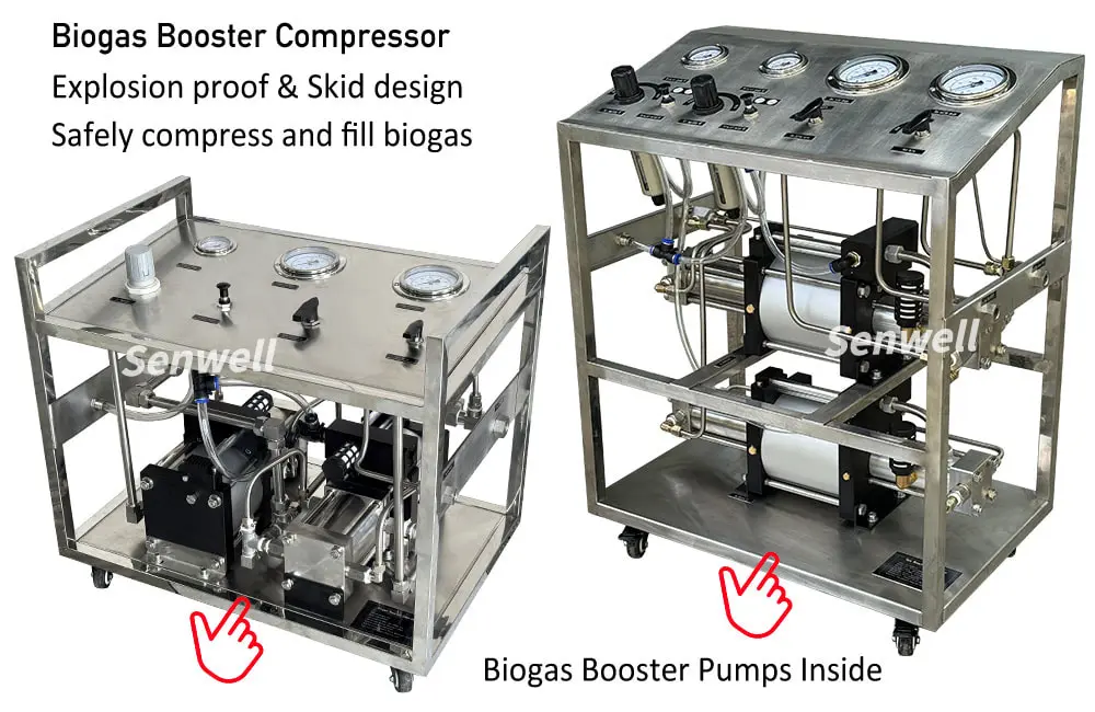 Two portable biogas compressors