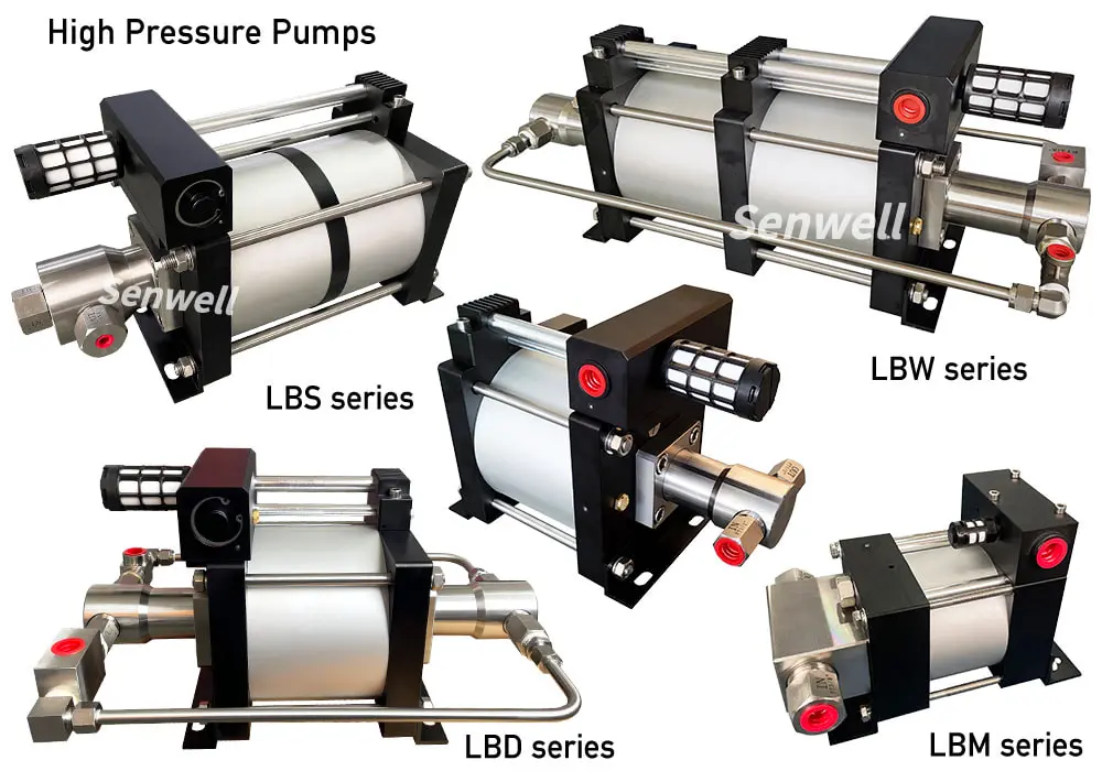 Pneumatic high pressure pumps