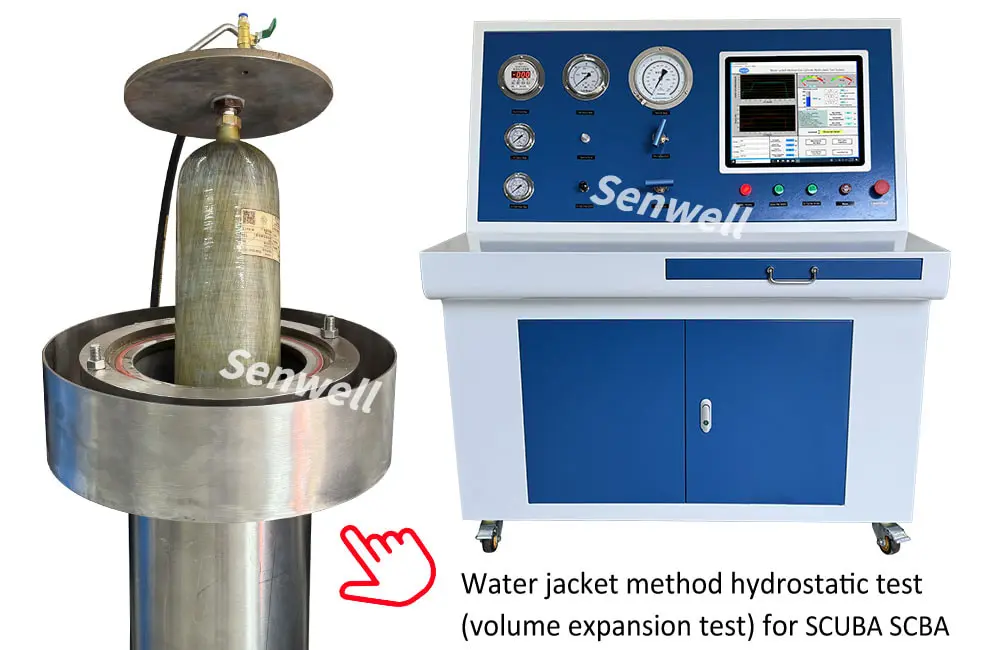 A Scuba diving tank hydrostatic testing machine
