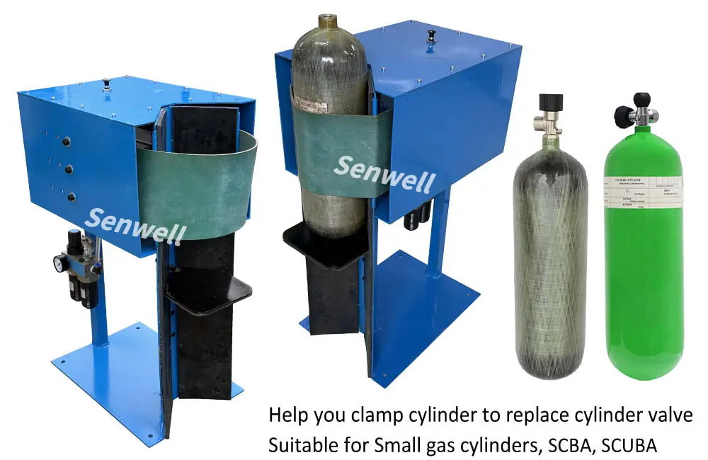 A SCBA Scuba cylinder vise for replacing cylinder valve